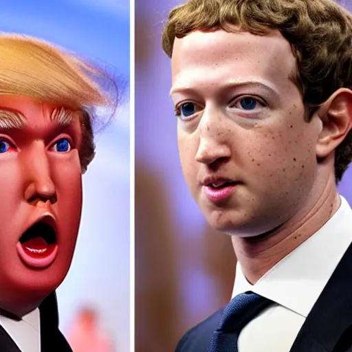 Prompt: photo of a person who looks like a mixture between donald trump and mark zuckerberg