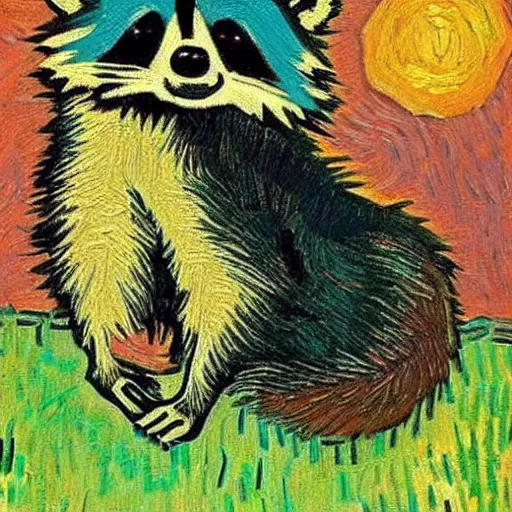 Image similar to raccoon in the style of Vincent van Gogh