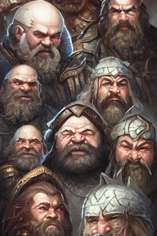 Image similar to dwarven clan, highly detailed, d & d, fantasy, portrait, highly detailed, headshot, digital painting, trending on artstation, concept art, sharp focus, illustration, art by artgerm and greg rutkowski and magali villeneuve