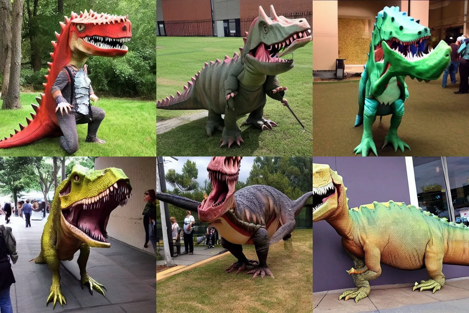 Prompt: terrible dinosaur cosplay