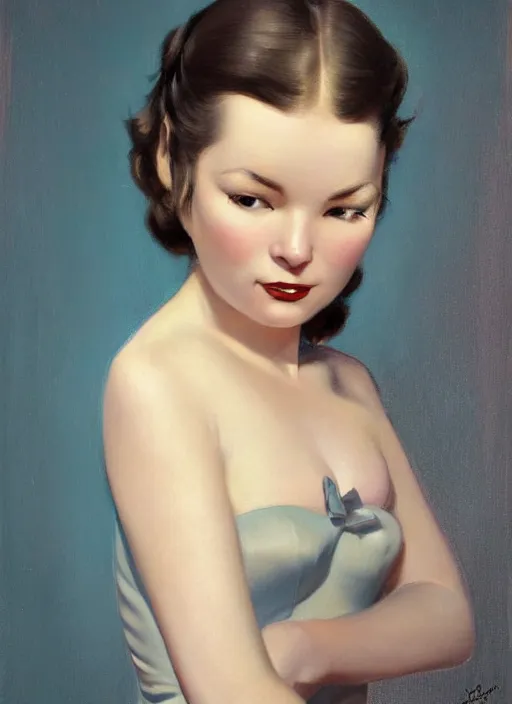 Image similar to portrait of young bjork. beautiful, pale. oil painting by gil elvgren, hugh ward, art frahm, hubbard sundblom, alberto vargas, fritz willis, beautiful woman, detailed matte painting, realistic portrait, symmetrical, bright colours, highly detailed, digital painting, artstation, concept art, smooth, sharp focus, illustration, cinematic lighting