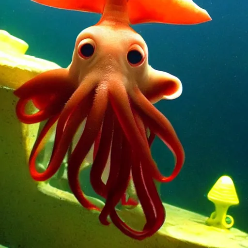 Image similar to cute dumbo octopus, pixar,