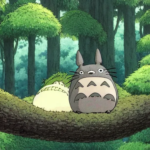 Prompt: totoro sleeping in the spirit forest made by studio ghibli, high quality, high details, smooth, 4 k