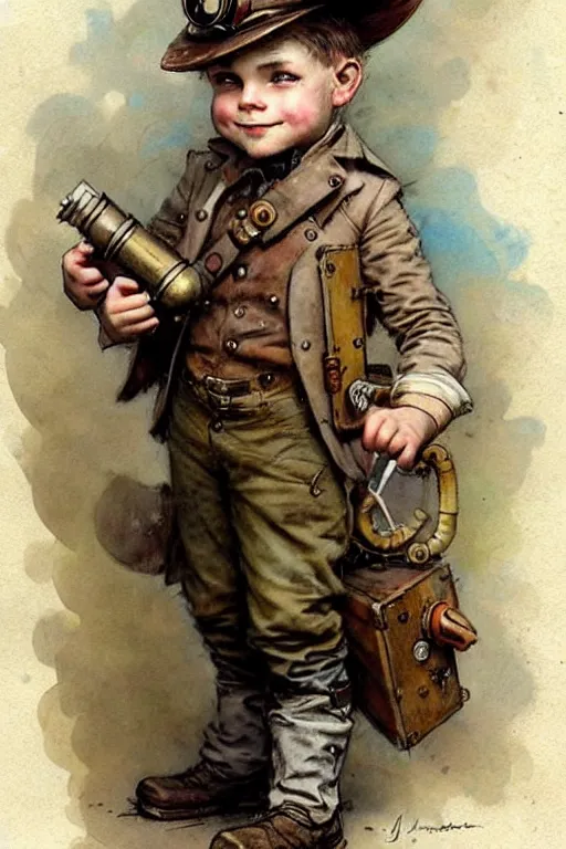 Image similar to (((((1950s steampunk adventurer boy inventer explorer . muted colors.))))) by Jean-Baptiste Monge !!!!!!!!!!!!!!!!!!!!!!!!!!!