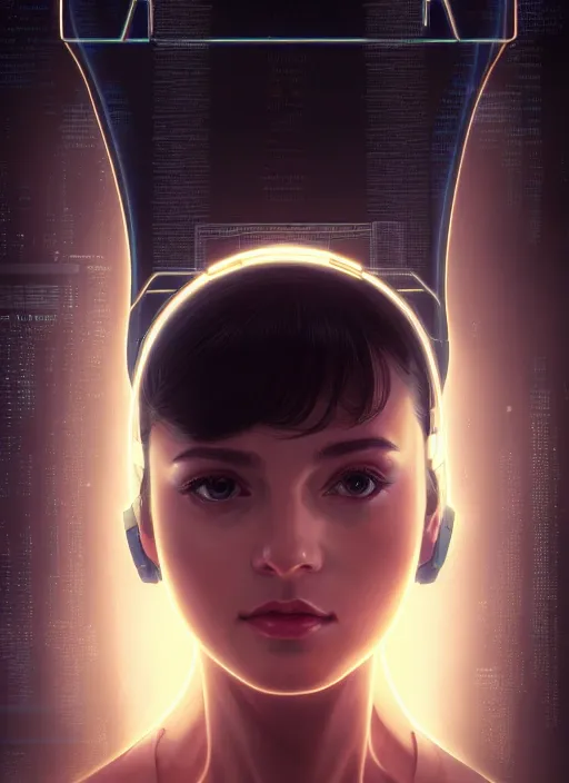 Prompt: symmetry!! centered head on closeup portrait of a girl reading multiple books, sci - fi -, cyberpunk, blade runner, glowing lights, tech, biotech, techwear!! intricate, elegant, highly detailed, digital painting, artstation, concept art, smooth, sharp focus, illustration, art by artgerm and greg rutkowski and alphonse mucha