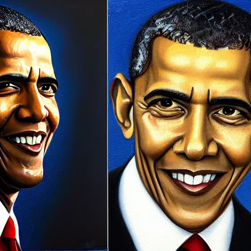 Image similar to hyper-realistic oil painting of Barak Obama by Mike Darga