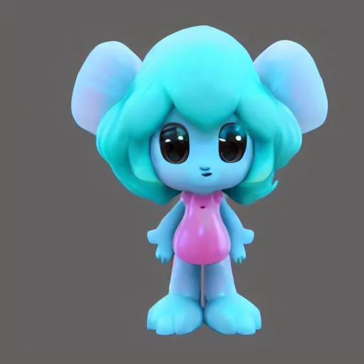 Image similar to a cute cyan character design of a crystal wearing a red headband on top, 4K HD, 3D render