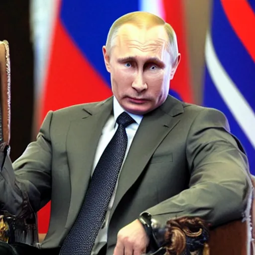 Prompt: Putin looks like a character from JoJo's bizarre adventure