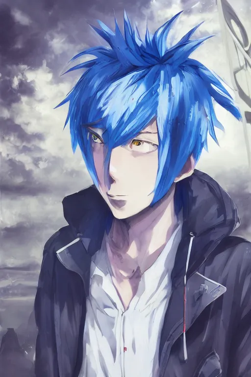 anime guy with messy blue hair and perfect face | Stable Diffusion | OpenArt