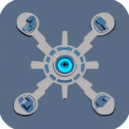 Image similar to a vectorized, 3 d, blue - grey gear, robot icon, depth, shading