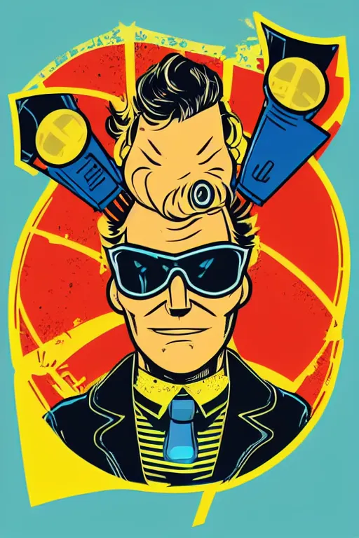 Image similar to fallout 7 6 retro futurist illustration art by butcher billy, sticker, colorful, illustration, highly detailed, simple, smooth and clean vector curves, no jagged lines, vector art, smooth andy warhol style