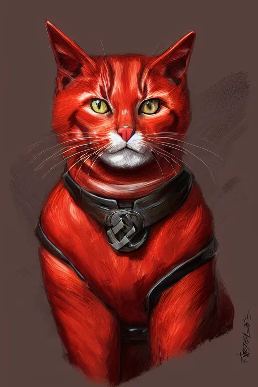 Image similar to Red cat in a nazi uniform, intricate, elegant, highly detailed, digital painting, artstation, concept art, smooth, sharp focus, illustration