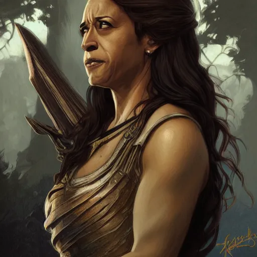 Image similar to kamala harris in game of thrones, highly detailed digital painting, artstation, concept art, smooth, sharp focus, illustration, art by artgerm and greg rutkowski and alphonse mucha