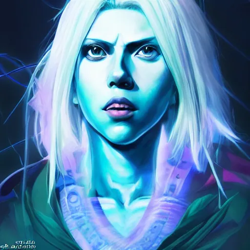 Prompt: anime portrait of Scarler Johansson as a shaman yedi using dark force to eliminate trump as an anime antagonist by Stanley Artgerm Lau, WLOP, Rossdraws, James Jean, Andrei Riabovitchev, Marc Simonetti, and Sakimichan, trending on artstation