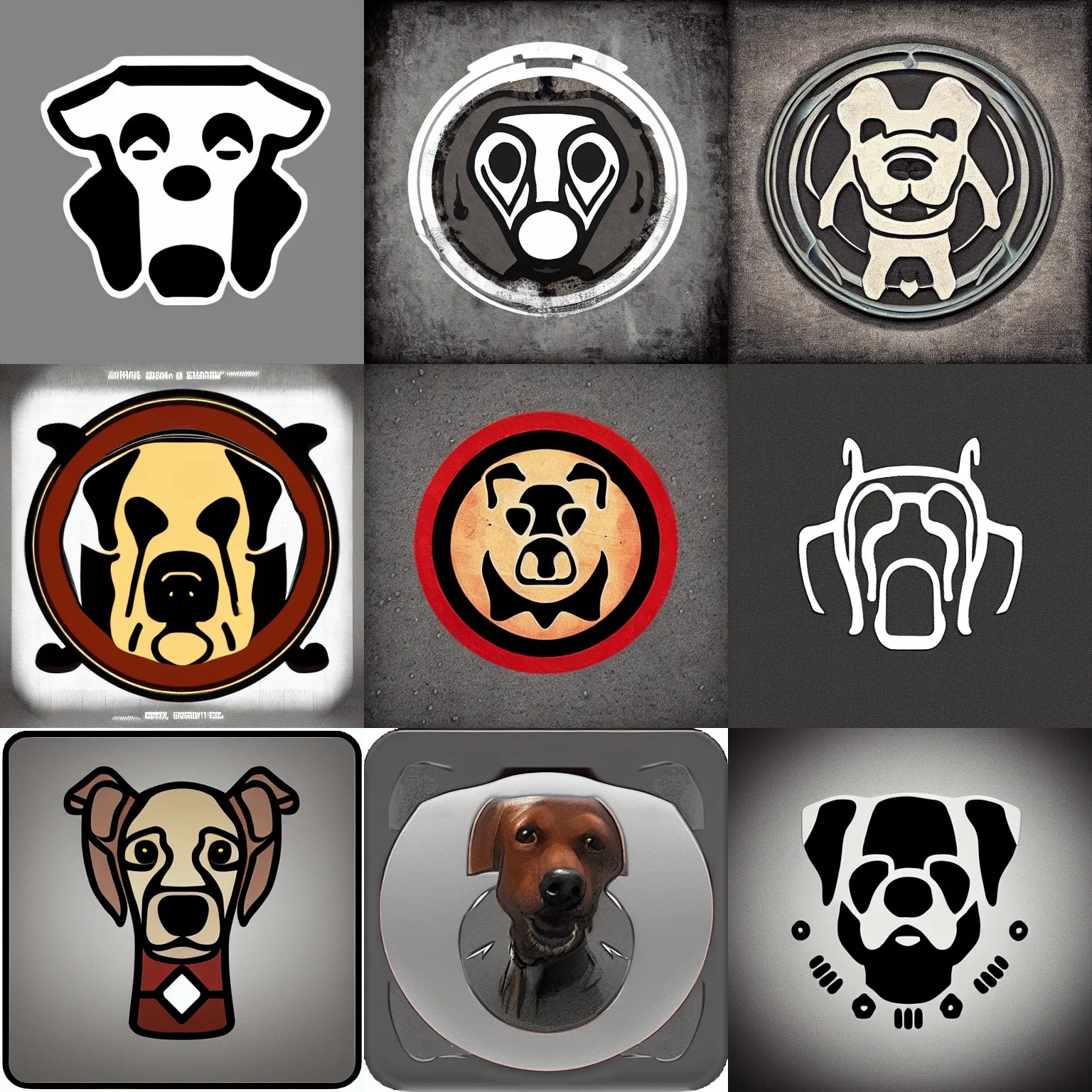 Prompt: dog icon, dieselpunk, symmetric