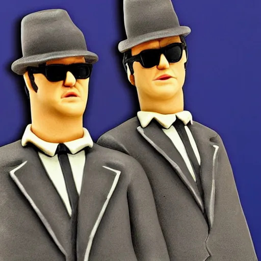 Image similar to a clay model of the blues brothers, highly detailed photo, hd