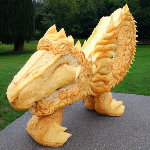 Prompt: dragon made out of bread