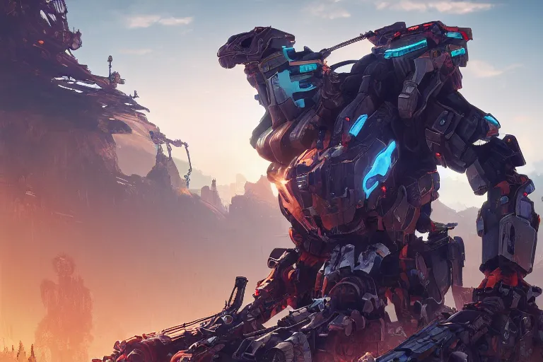 Image similar to stalker machine mecanical creature robot of horizon forbidden west horizon zero dawn radiating a glowing aura global illumination ray tracing hdr fanart arstation by ian pesty and alena aenami artworks in 4 k