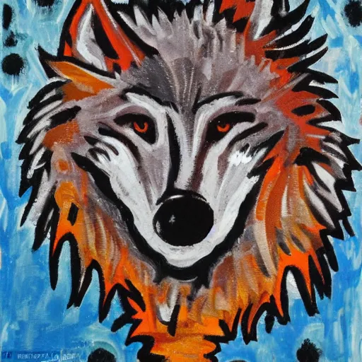 Image similar to retarded wolf, expressionism