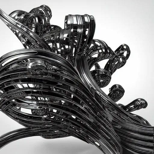 Image similar to liquid forms in metal abstract sculpture cyberpunk 3 d rendered