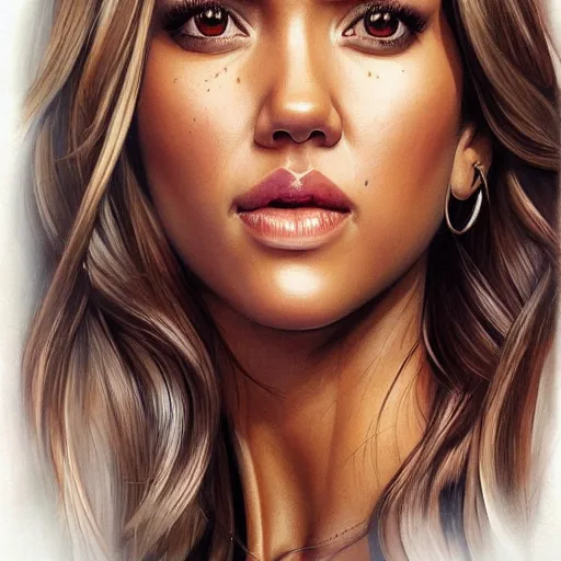 Prompt: jessica alba in the style of stefan kostic, realistic, full body, sharp focus, 8 k high definition, insanely detailed, intricate, elegant, art by stanley lau and artgerm