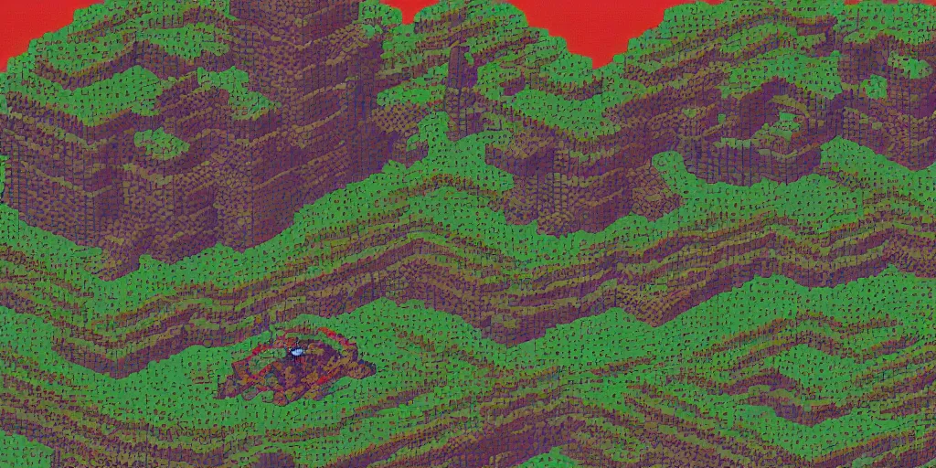 Prompt: glitchy pixelated Sega Mega Drive Genesis isometric sidescroller game of Twin Peaks in the style of H.R. Giger, Zdzislaw Beksinski and Todd McFarlane