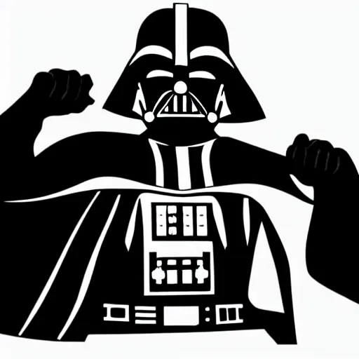 Image similar to darth vader showing his abs, sticker illustration