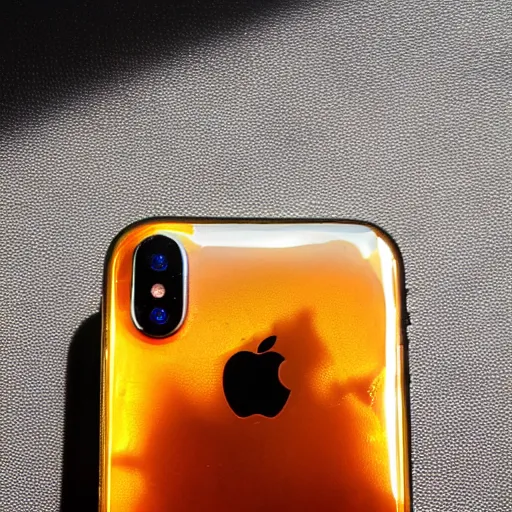 Image similar to an iphone encased in amber, photo realistic, hd,