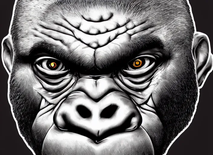 Image similar to Joe Rogan gorilla transformation, step by step, ArtGerm, masterpiece