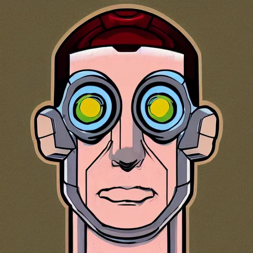 Image similar to “portrait of cyborg Waldo, where’s Waldo, hd stylized realistic cel shaded”