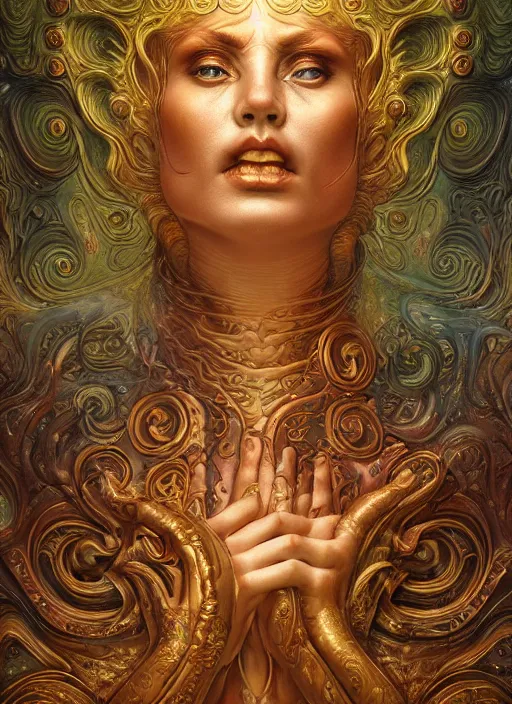 Image similar to roman emperor, wax art nouveau swirls, in the style of tomasz alen kopera and fenghua zhong and peter mohrbacher, mystical colors, rim light, beautiful lighting, 8 k, stunning scene, raytracing, octane render, trending on artstation