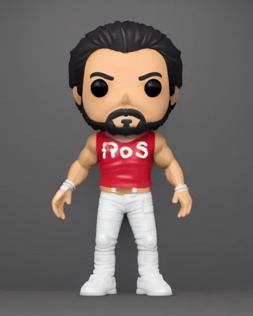 Image similar to full body 3d render of Imran Khan as a funko pop, studio lighting, white background, blender, trending on artstation, 8k, highly detailed