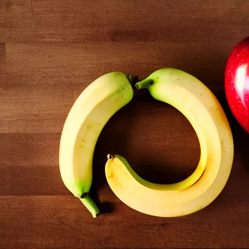 Prompt: an apple eating a banana