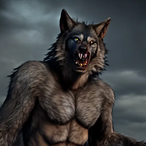 Image similar to werewolf from van helsing unreal engine hyperreallistic render 8k