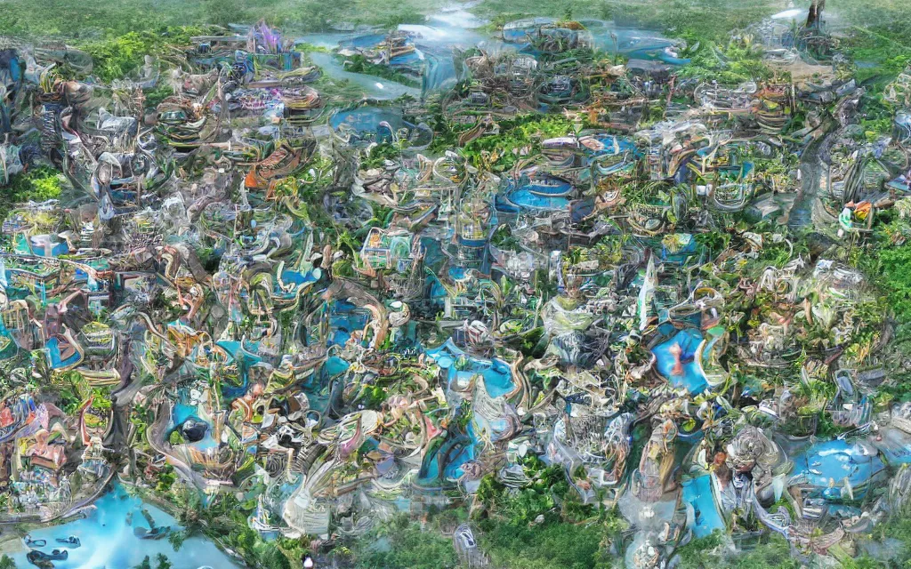 Image similar to future city of denpasar bali in the year 3 0 0 0, perfect faces.