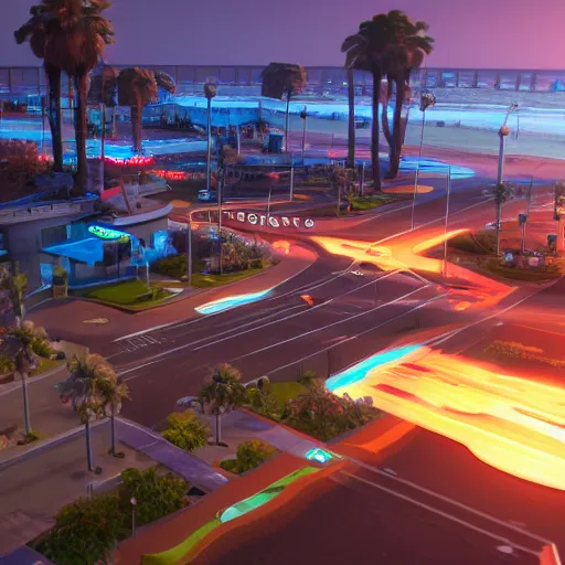 Prompt: newport beach california in the future, unreal engine 5, cyberpunk, vivid color, hyper realistic n 4