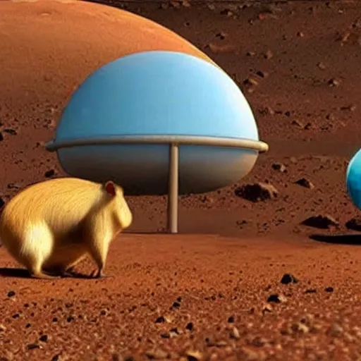 Prompt: Pixar movie about capybaras on Mars
