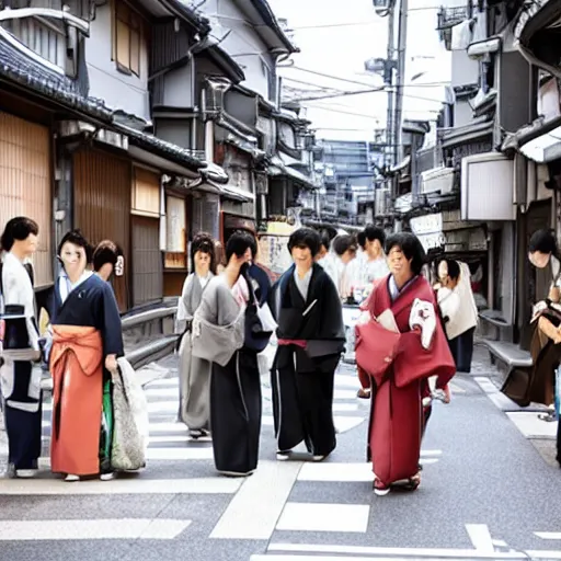 Image similar to japanese women and men on a japan street, still of a japanese movie ( 2 0 1 5 )