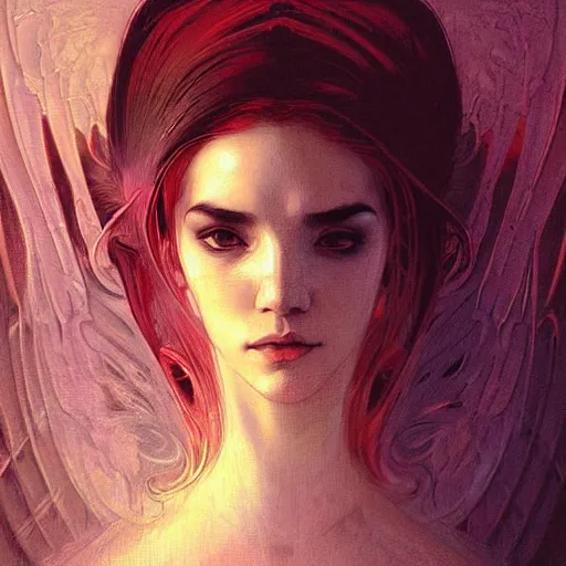 Image similar to A portrait of A beautiful!!!! angel in black flames by Ross Tran!! and alphonse mucha and greg rutkowski! and Zdzisław Beksiński!!,In style of digital art illustration.Fantasy,darksouls,elden ring,smooth,hyper detailed,sharp focus,Soft light.trending on artstation.4k