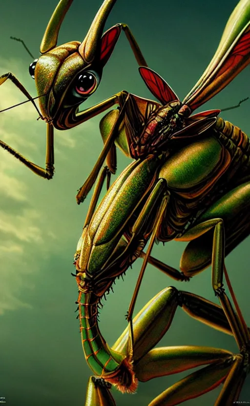 Image similar to exquisite imaginative creature poster art, like a bug, like a mantis, movie art, by lucusfilm, weta studio, 8 k, denoised