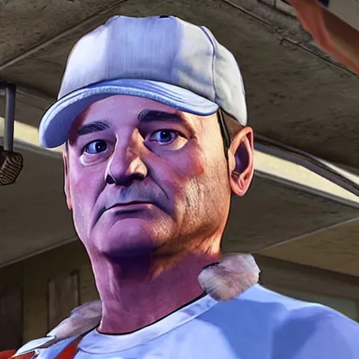 Image similar to bill murray as the protagonist of gta 5, screenshot