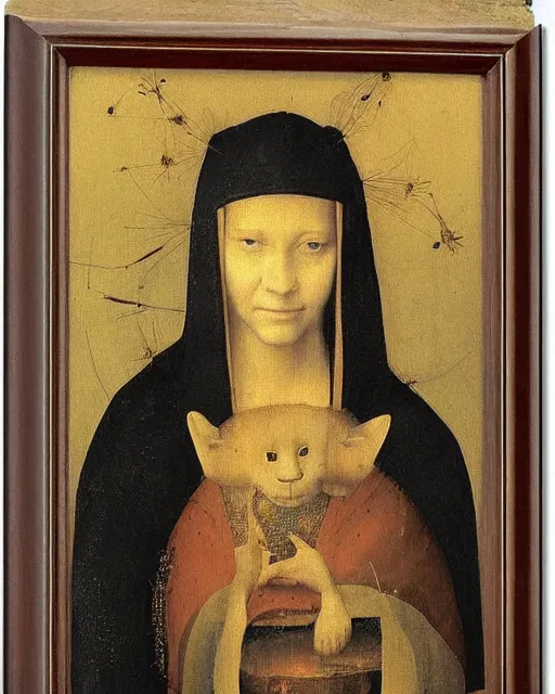 Image similar to Lady with an Ermine by Leonardo painting by Hieronymus Bosch