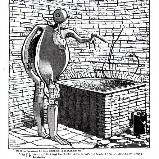 Prompt: heath robinson illustration of the human heart as plumbing