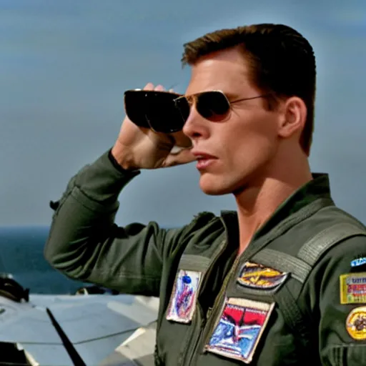 Image similar to Live Action Still of Jerma in Top Gun, real life, hyperrealistic, ultra realistic, realistic, highly detailed, epic, HD quality, 8k resolution, body and headshot, film still