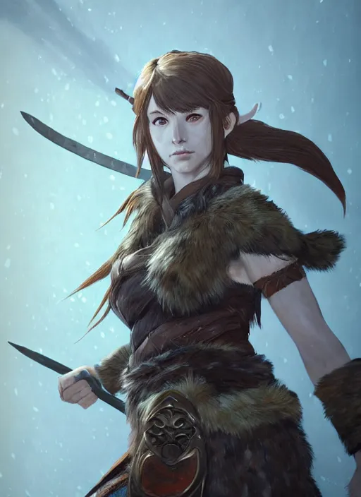 Prompt: a portrait of ssunbiki as aela the huntress from skyrim, intricate, tone mapped, ambient lighting, highly detailed, digital painting, artstation, concept art, sharp focus, by makoto shinkai and akihiko yoshida and hidari and wlop
