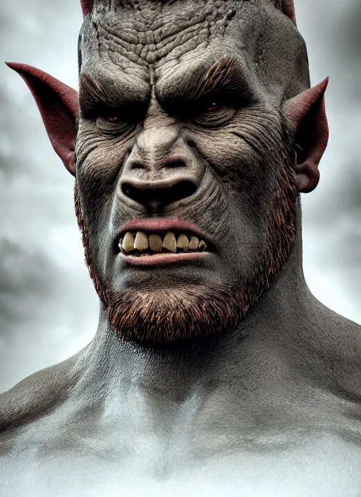 Image similar to portrait of a Giant Orc in the style of stefan kostic, flickr, realistic photo, sharp focus, 8k high definition, insanely detailed, intricate, elegant