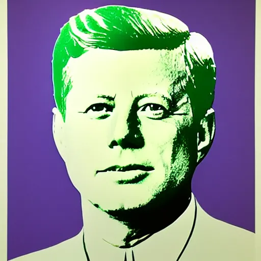 Image similar to individual silk screen portrait of jfk by andy warhol