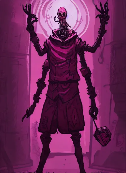 Image similar to concept art of pink guy as boss in darkest dungeon, highly detailed, dark atmosphere, cosmic horror, body horror, lovecraft mythos, key character poster