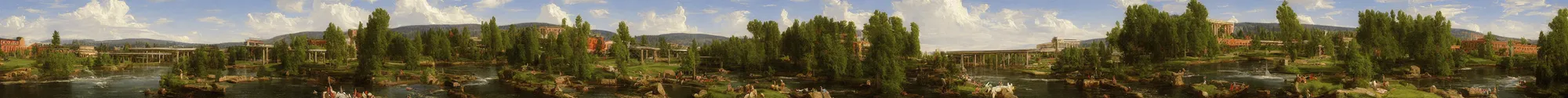 Image similar to spokane riverfront park painting by thomas cole