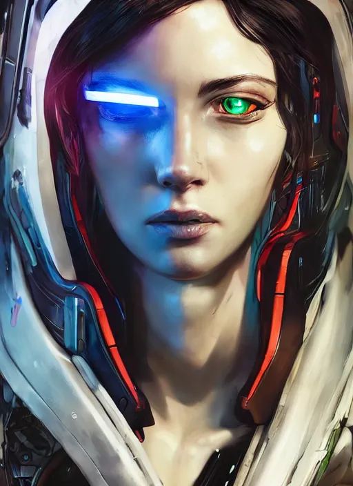 Prompt: An epic cyberpunk comic book style portrait digital painty of a beautiful girl, Apex Legends Concept Art, hyperrealistic, octane render, Mass Effect, dynamic lighting